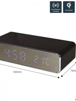 Sezónní Sleva AV:Link Recharge Digitální budík s bezdrátovou nabíječkou, černý - použito (SA421785)
