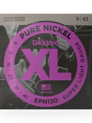 D'Addario EPN120 Pure Nickel Electric Guitar Strings, Super Light, 09-41 Cenově Výhodný