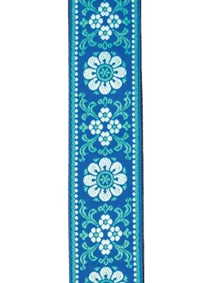 D'Addario Woven Guitar Strap, Peace Love, Blue and White Víkendová Akce