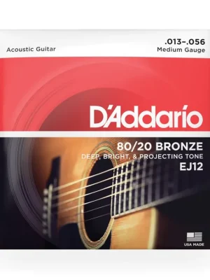 Nová Kolekce D'Addario EJ12 80/20 Bronze Acoustic Guitar Strings, Medium, 13-56