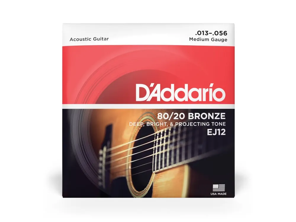 Nová Kolekce D'Addario EJ12 80/20 Bronze Acoustic Guitar Strings, Medium, 13-56