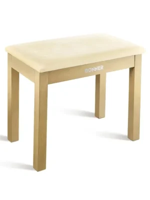 DONNER Light Wood Color Piano Bench with High-Density Suede Cushion - Beige Nejprodávanější