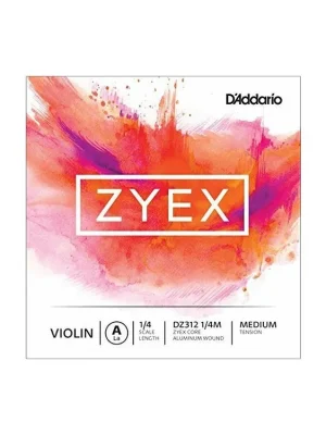 D'Addario Zyex Violin Single A String, 1/4 Scale, Medium Tension Zlevněný