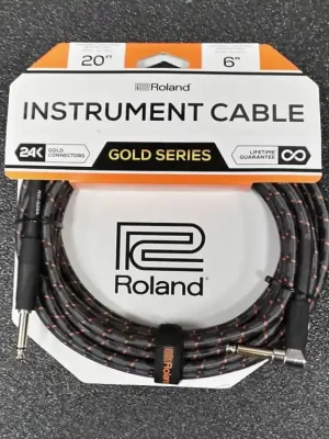 Roland 20ft Instrument Cable, Angled/Straight 1/4"" Poslední Šance