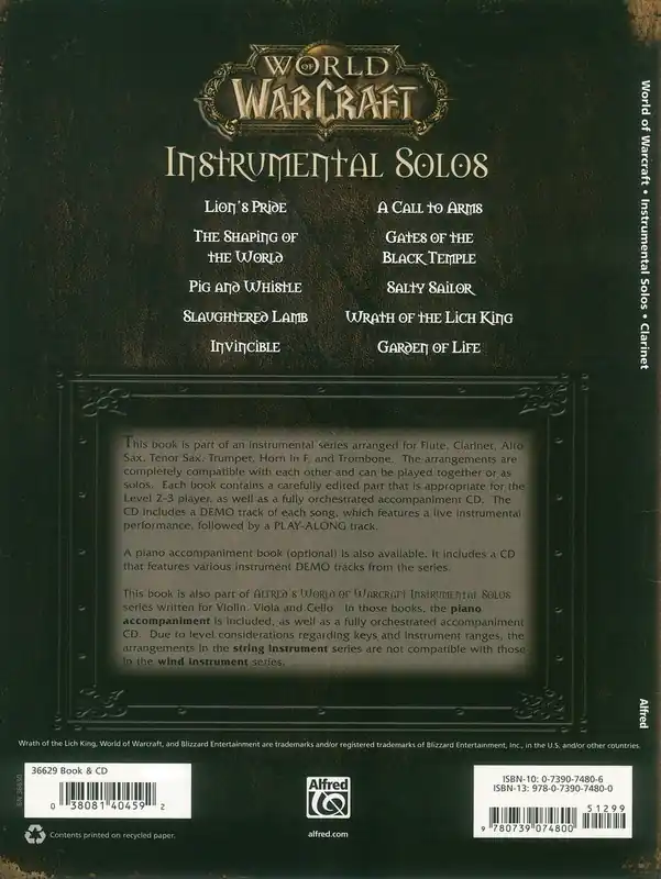 World of Warcraft - Instrumental Solos + CD / klarinet Dokud Zásoby Vydrží