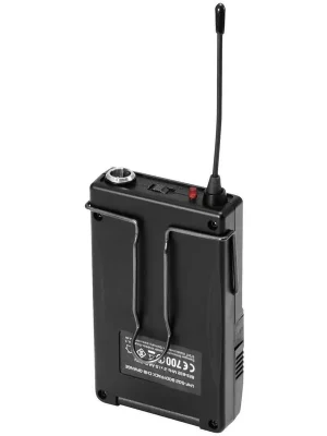 Omnitronic UHF-502, kapesní bezdrátový vysílač 823-832MHz s klopovým mikrofonem Jen Po Omezenou Doba