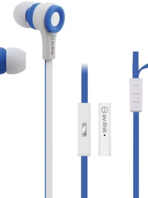 Výprodej AV:link gumová sluchátka s handsfree, modro-bílá