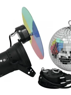 Cenově Výhodný Eurolite sada zrcadlové koule 20 cm s reflektorem