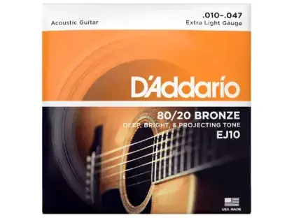 Struny kovové pro akustickou kytaru D'Addario EJ10 80/20 Bronze Extra Light 10/47 Ihned K Objednání