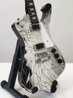 Miniatura kytary Music Legends PPT-MK105 Paul Stanley Kiss Ibanez PS1CM Silver Cracked Mirror Omezená Nabídka