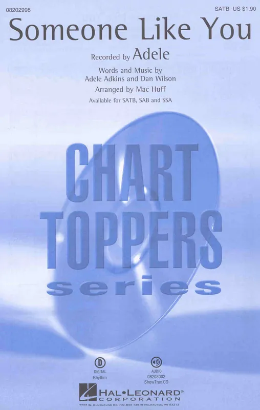 Novinka Someone Like You by ADELE / SATB* + piano/chords