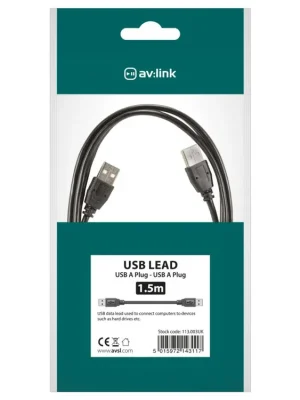 Zlevněný AV:link kabel USB 2.0, 1x typ A samec - 1x typ A samec, 1.5m