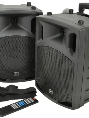 Sleva QTX PAV8, mobilní 8" zvukový systém CD/DVD/MP3/BT/2x UHF, 100W